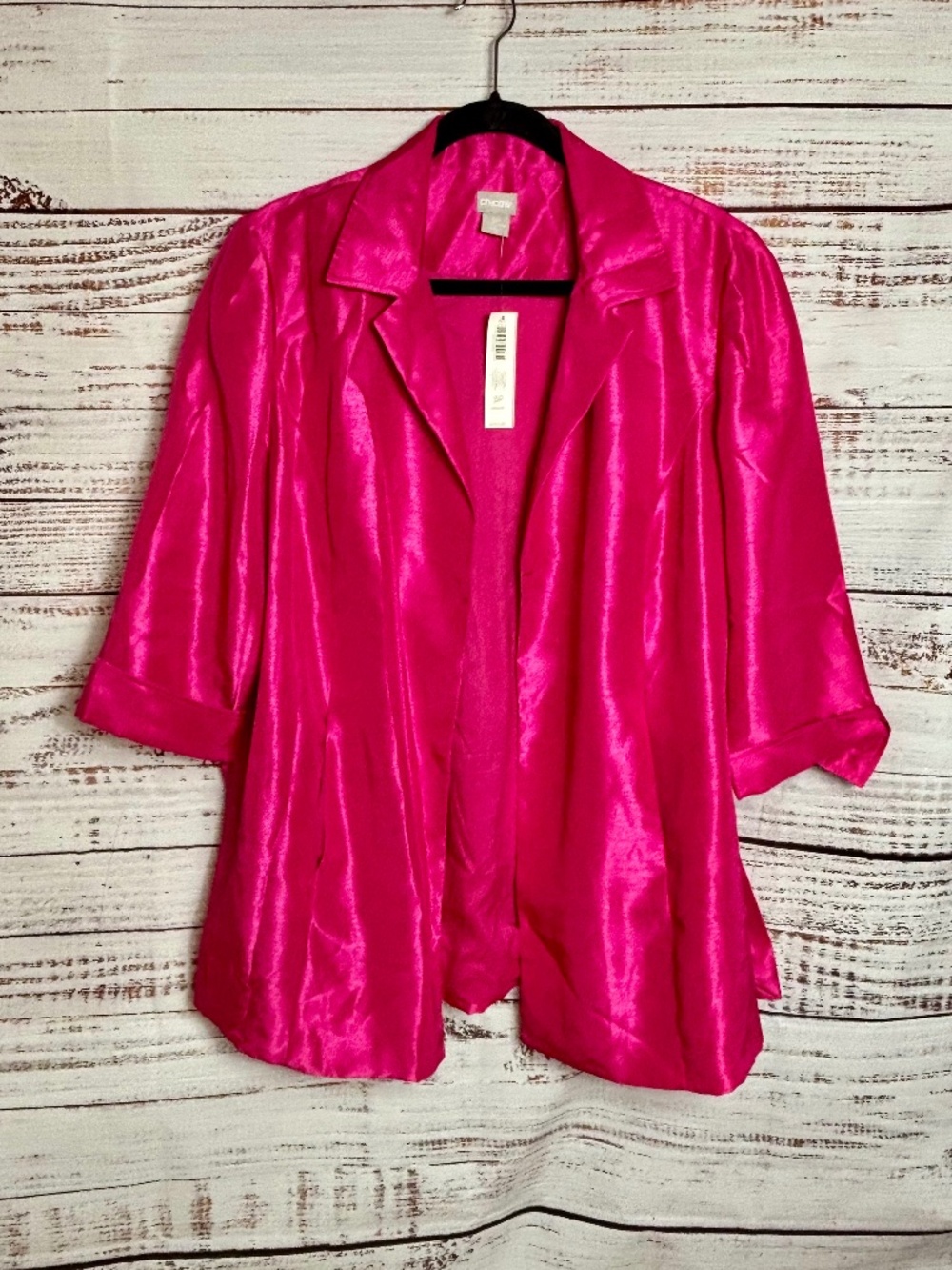 Chico's NWT 3/4 sleeve jacket with pockets in summer berry size 3P